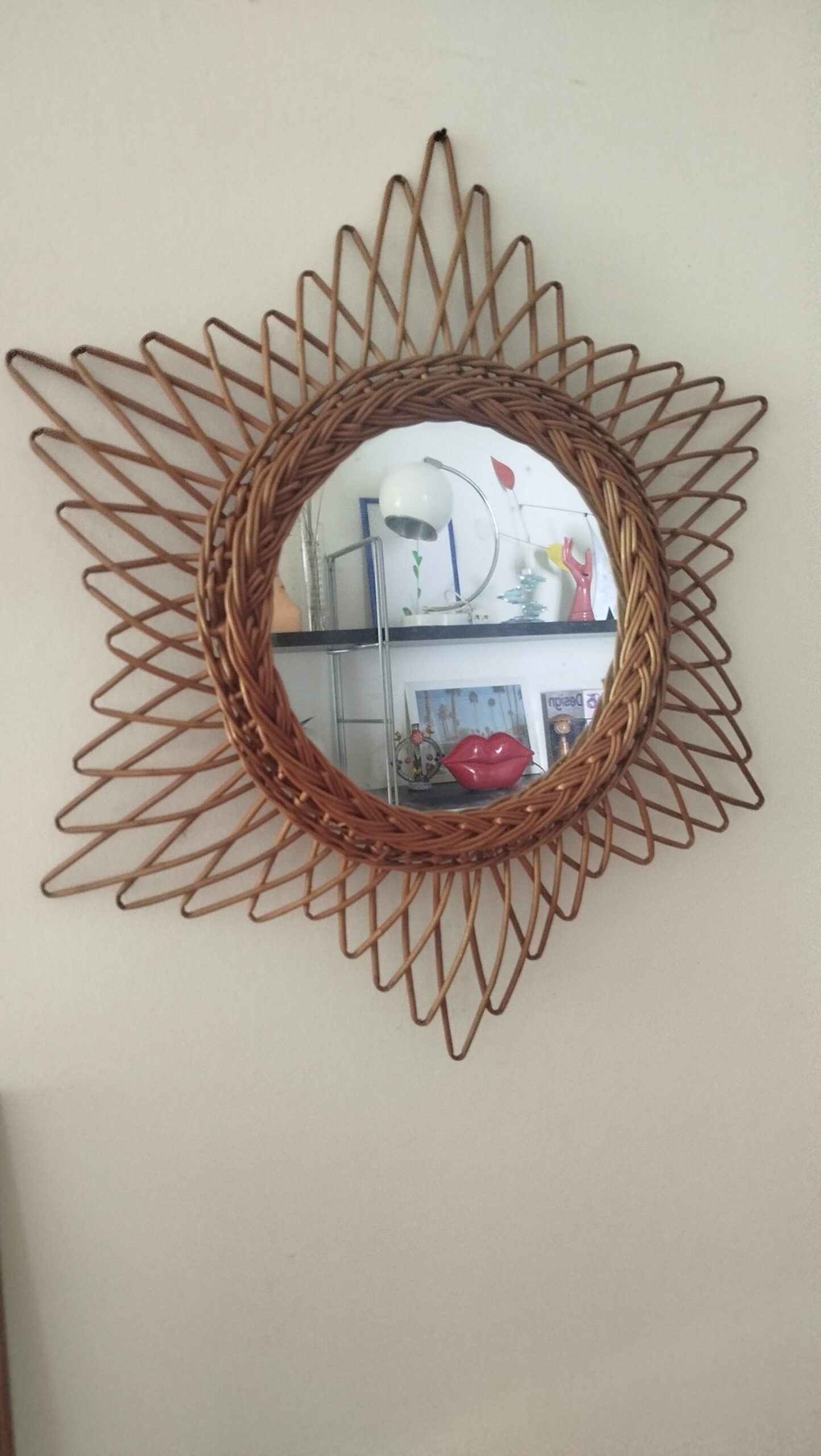 Miroir soleil rotin