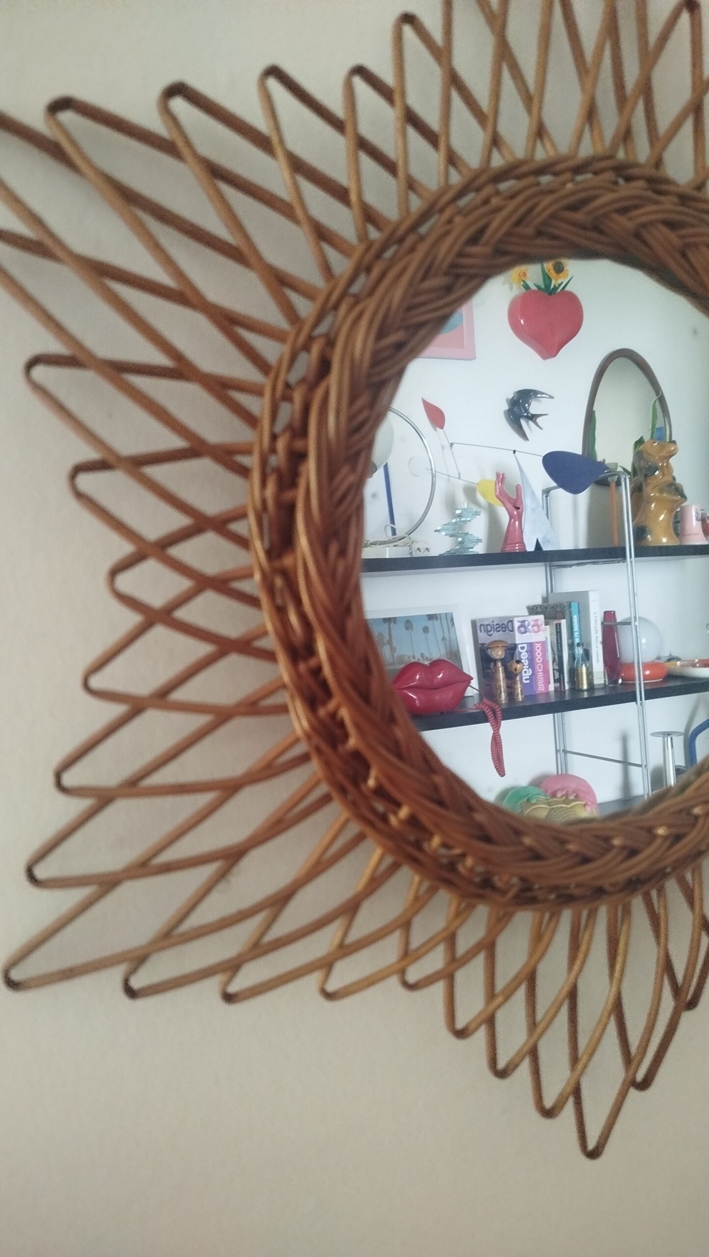 Miroir soleil rotin